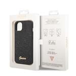 Guess PC/TPU Glitter Flakes Metal Logo Zadný kryt pre iPhone 14 Black