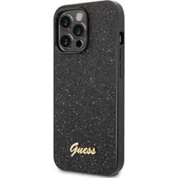 Guess PC/TPU Glitter Flakes Metal Logo Zadný kryt pre iPhone 14 Pro Max Black
