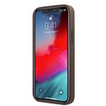 Guess PU 4G Kovové logo Zadný kryt pre iPhone 12/12 Pro Brown