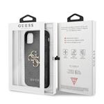 Guess PU 4G Kovový zadný kryt s logom pre iPhone 11 Grey