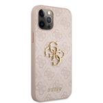 Guess PU 4G Kovový zadný kryt s logom pre iPhone 12/12 Pro Pink