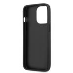 Guess PU 4G Kovový zadný kryt s logom pre iPhone 14 Pro Grey