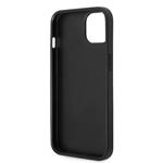 Guess PU 4G Kovový zadný kryt s logom pre iPhone 15 Grey