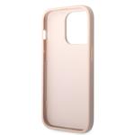 Guess PU 4G Kovový zadný kryt s logom pre iPhone 15 Pro Pink