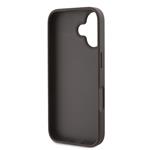 Guess PU 4G Kovový zadný kryt s logom pre iPhone 16 Brown