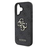 Guess PU 4G Kovový zadný kryt s logom pre iPhone 16 Plus Grey