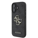 Guess PU 4G Kovový zadný kryt s logom pre iPhone 16 Plus Grey