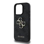 Guess PU 4G Kovový zadný kryt s logom pre iPhone 16 Pro Max Grey