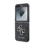 Guess PU 4G Kovový zadný kryt s logom pre Samsung Galaxy Z Flip 6 Grey