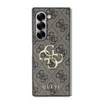 Guess PU 4G Kovový zadný kryt s logom pre Samsung Galaxy Z Fold 6 Brown