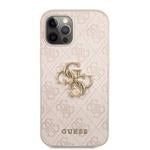 Guess PU 4G Metal Logo Zadní Kryt pro iPhone 12/12 Pro Pink
