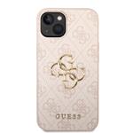 Guess PU 4G Metal Logo Zadní Kryt pro iPhone 15 Pink