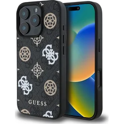 Guess PU 4G Peony MagSafe zadný kryt pre iPhone 16 Pro Black