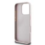 Guess PU 4G štrasový trojuholník s kovovým logom Zadný kryt pre iPhone 16 Pro Max Pink