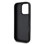 Guess PU 4G Strass Triangle Metal Logo Zadný kryt pre iPhone 16 Pro Black