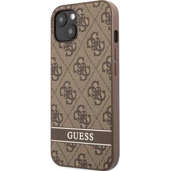 Guess PU 4G Stripe Zadní Kryt pro iPhone 13 Brown