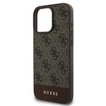 Guess PU 4G Stripe Zadní Kryt pro iPhone 16 Pro Brown