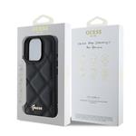 Guess PU kožený prešívaný zadný kryt pre iPhone 16 Pro Black
