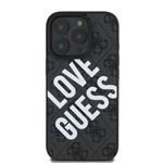 Guess PU kožený zadný kryt 4G Big Love Logo MagSafe pre iPhone 16 Pro Black