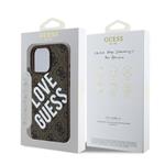 Guess PU kožený zadný kryt 4G Big Love Logo MagSafe pre iPhone 16 Pro Brown