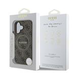 Guess PU kožený zadný kryt 4G Colored Ring MagSafe pre iPhone 16 Plus Brown