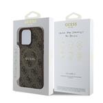 Guess PU kožený zadný kryt 4G Colored Ring MagSafe pre iPhone 16 Pro Brown