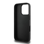 Guess PU Pevný zadný kryt s kovovým logom 4G Glitter pre iPhone 16 Pro Max Black