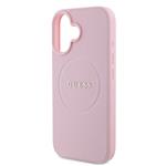Guess PU zrnitý klasický zadný kryt MagSafe s logom pre iPhone 16 Pink