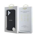 Guess PU zrnitý klasický zadný kryt MagSafe s logom pre iPhone 16 Plus Black