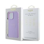 Guess PU zrnitý klasický zadný kryt MagSafe s logom pre iPhone 16 Pro Max Purple