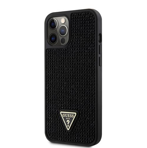 Guess Rhinestones Triangle Metal Logo Cover pre iPhone 12/12 Pro Black