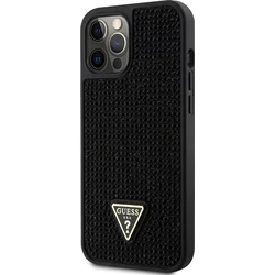 Guess Rhinestones Triangle Metal Logo Kryt pro iPhone 12/12 Pro Black