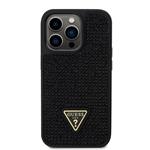 Guess Rhinestones Triangle Metal Logo Kryt pro iPhone 14 Pro Black
