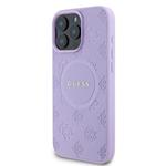 Guess Saffiano Peony Stamp MagSafe zadný kryt pre iPhone 16 Pro Max Purple