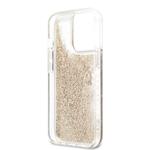Guess TPU Big 4G Liquid Glitter Gold Zadní Kryt pro iPhone 13 Pro Max Transparent