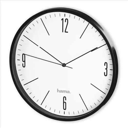 Hama Elegante, nástenné hodiny, priemer 30 cm, tichý chod, čierne