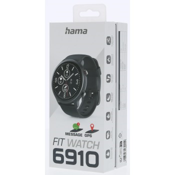 Hama Fit Watch 6910, športové hodinky, GPS, srdcový tep, oxymeter, kalórie, vodotesné, čierne