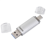Hama Flash Pen Laeta, USB-C/USB-A 3.1, 256 GB, 40 MB/s, strieborná