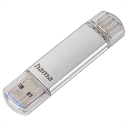 Hama Flash Pen Laeta, USB-C/USB-A 3.1, 32 GB, 40 MB/s, stříbrný