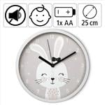 Hama Lovely Bunny, dětské nástěnné hodiny, průměr 25 cm, tichý chod