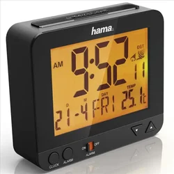 Hama RC 550, digitálny budík riadený rádiovým signálom, s automatickým podsvietením displeja, čierny