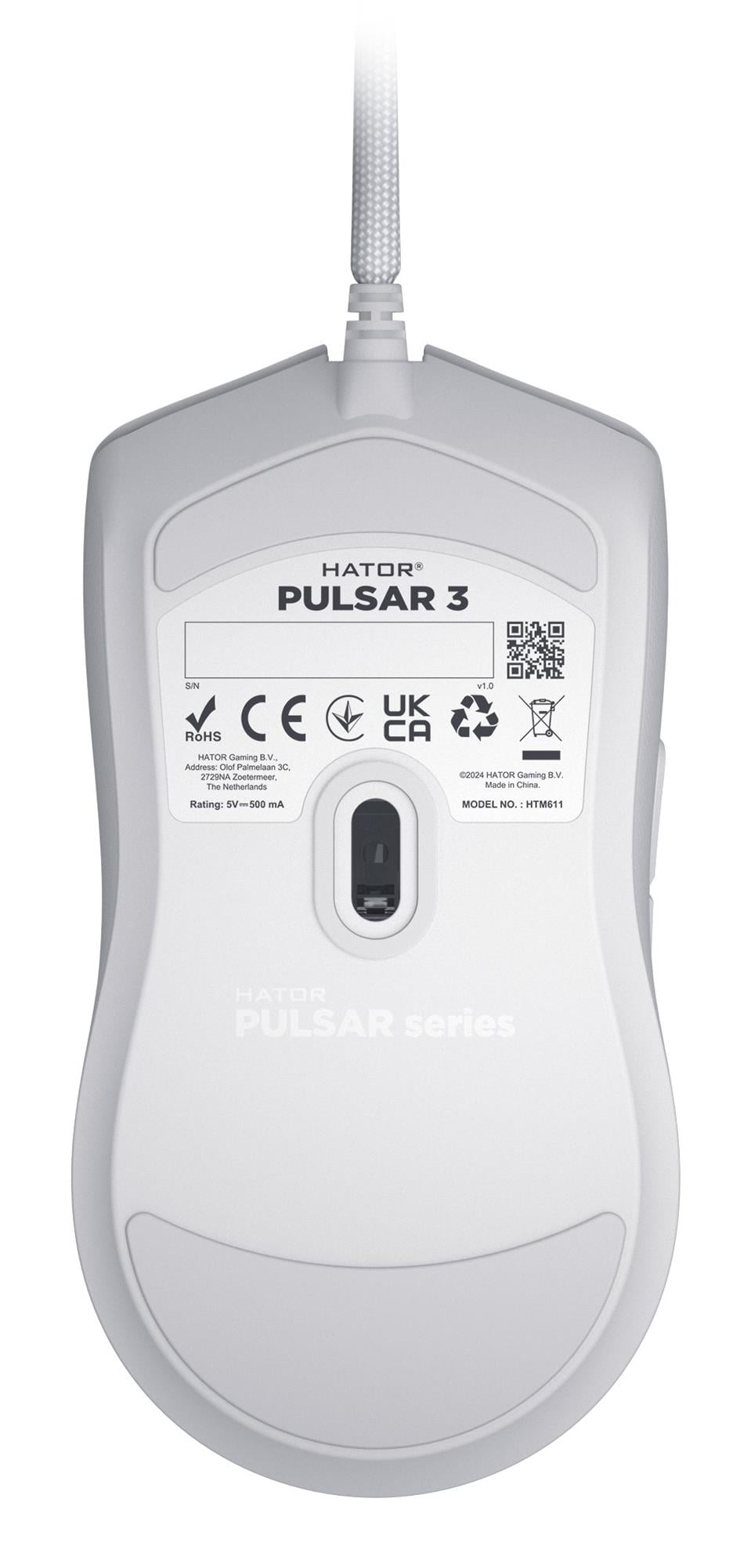 Hator Pulsar 3 – drôtová myš, biela