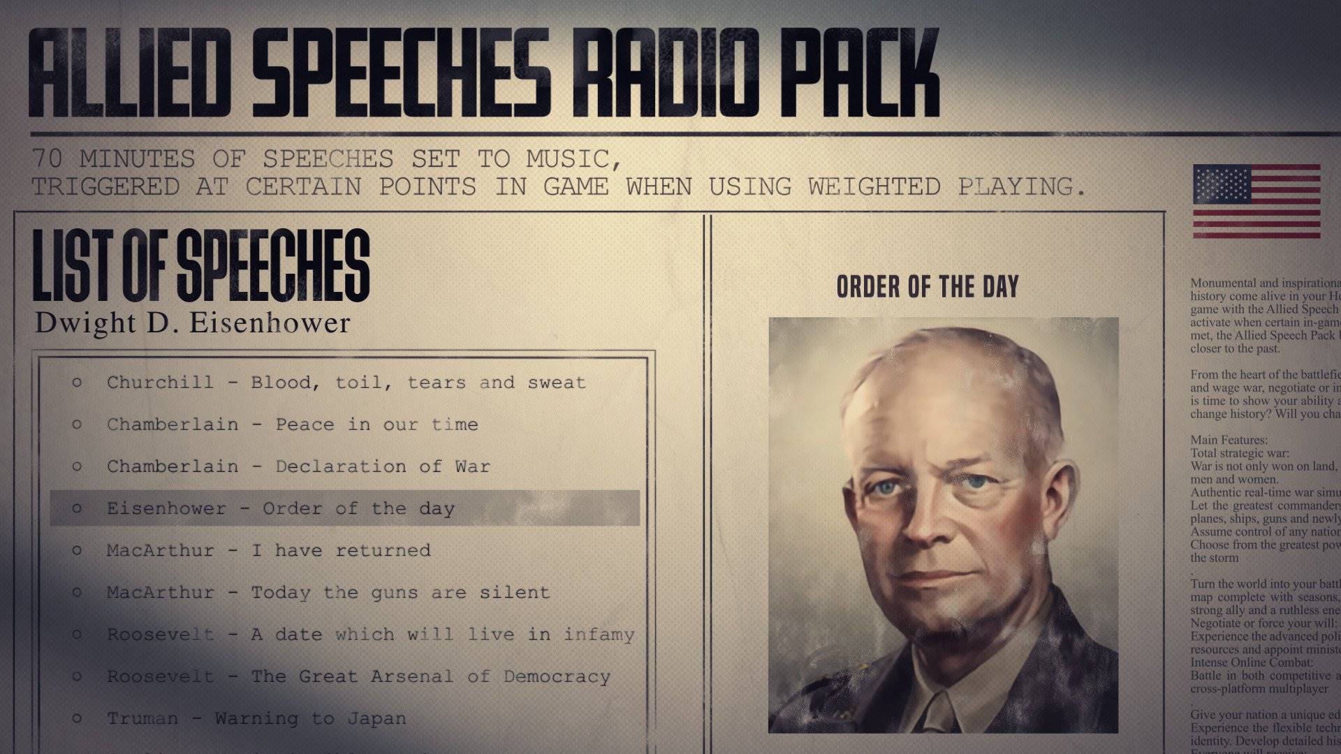 Hearts of Iron IV Allied Speeches Pack elektronická licence