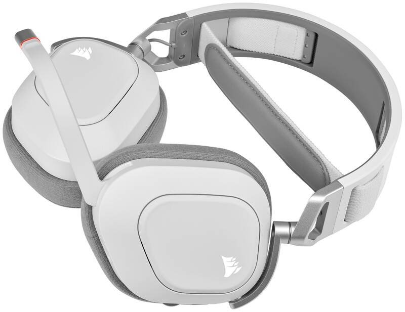 Herné bezdrôtové slúchadlá Corsair HS80 RGB, biele