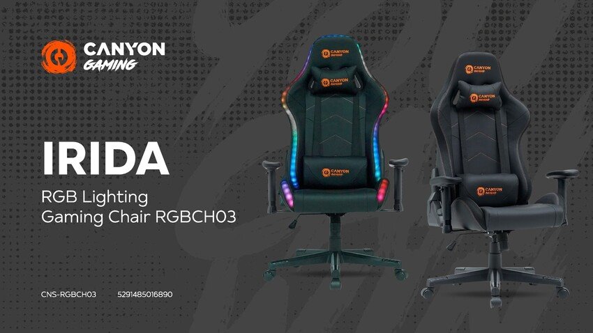 Herné kreslo CANYON Irida RGBCH03 RGB čierne
