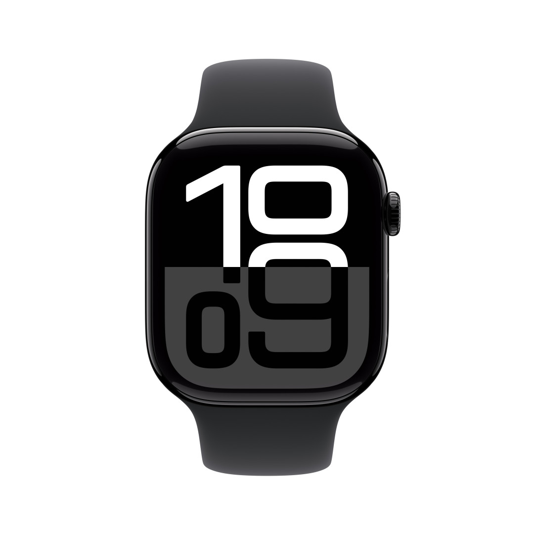 Hliníkové puzdro Apple Watch Series 10 GPS 46 mm Jet Black s čiernym športovým remienkom - S/M (MWWP3QC/A)