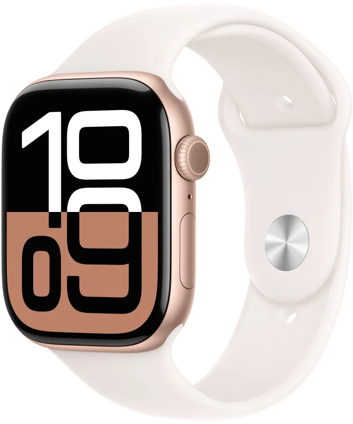 Hliníkové puzdro Apple Watch Series 10 GPS 46 mm Rose Gold so športovým remienkom Light Blush - M/L (MWWU3QC/A)