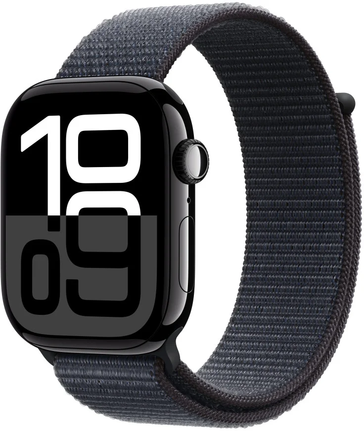 Hliníkové puzdro Apple Watch Series 10 GPS + Cellular 42 mm Jet Black s atramentovou športovou slučkou (MWX83QC/A)