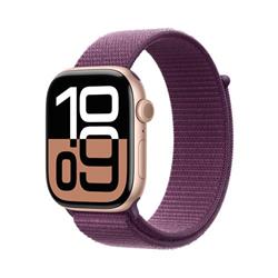 Hliníkové puzdro Apple Watch Series 10 GPS + Cellular 46 mm ružovo-zlaté so švestkovou športovou slučkou (MWY83QC/A)