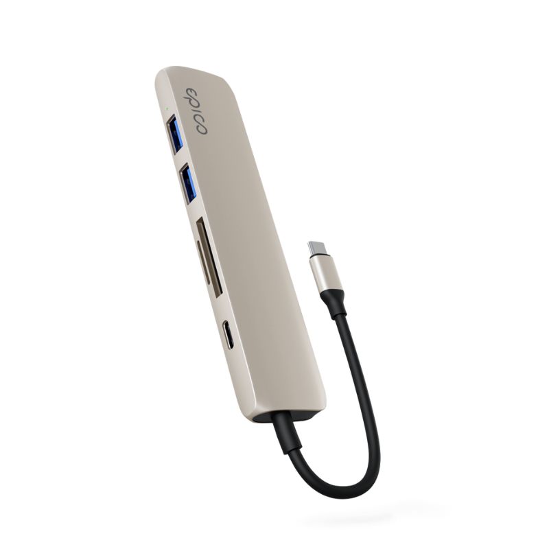 Hliníkový rozbočovač Epico 6v1 | 100W USB-C PD | hviezdne biely
